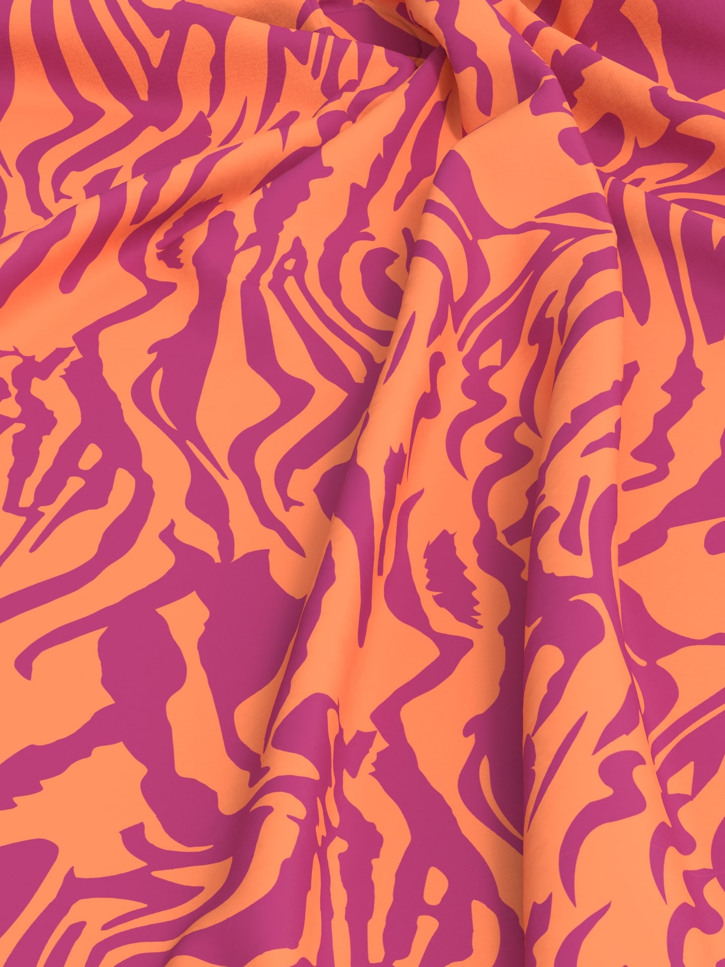 Pink Orange Patterned Crepe