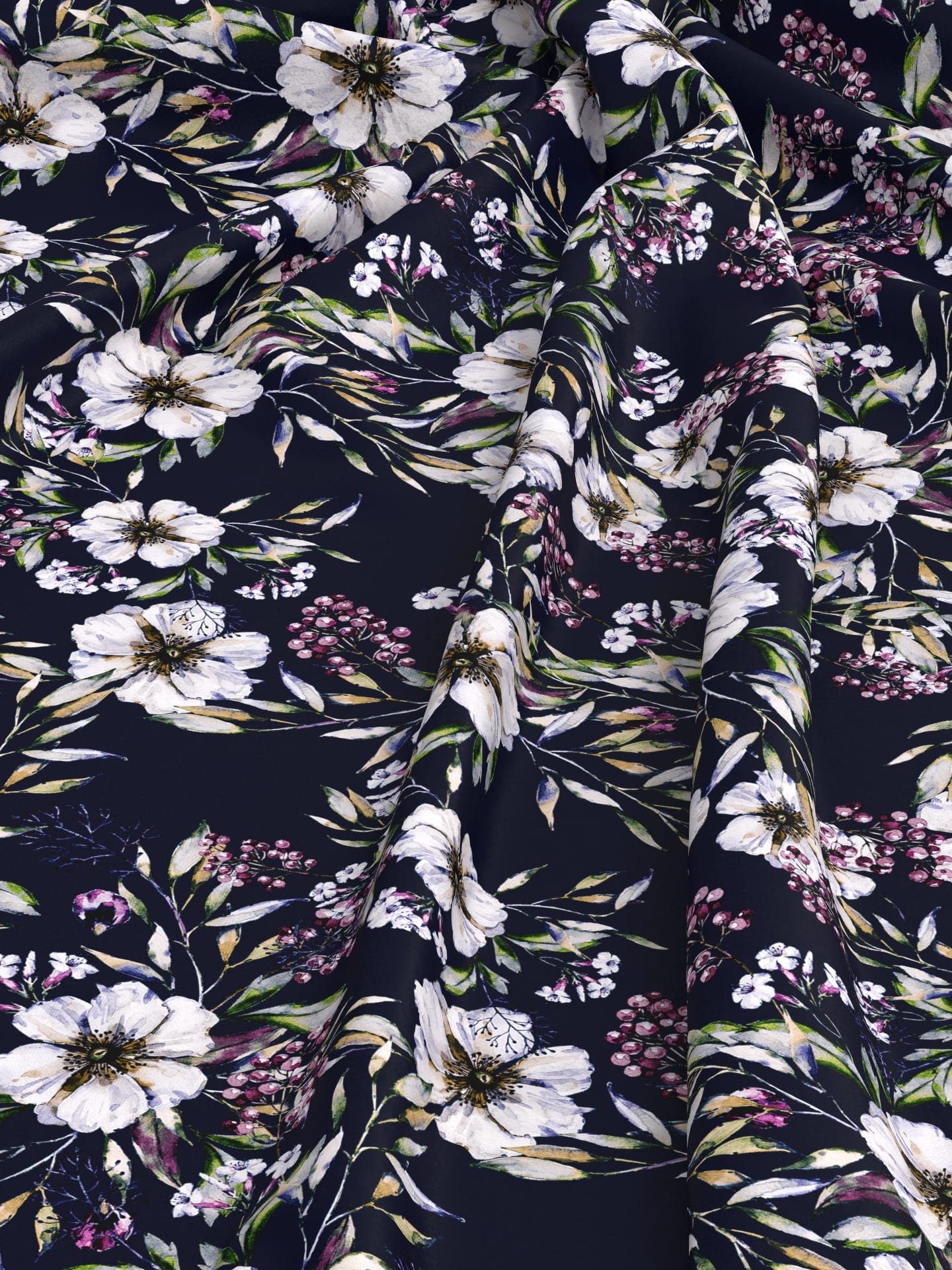 Dark Blue Flower Crepe