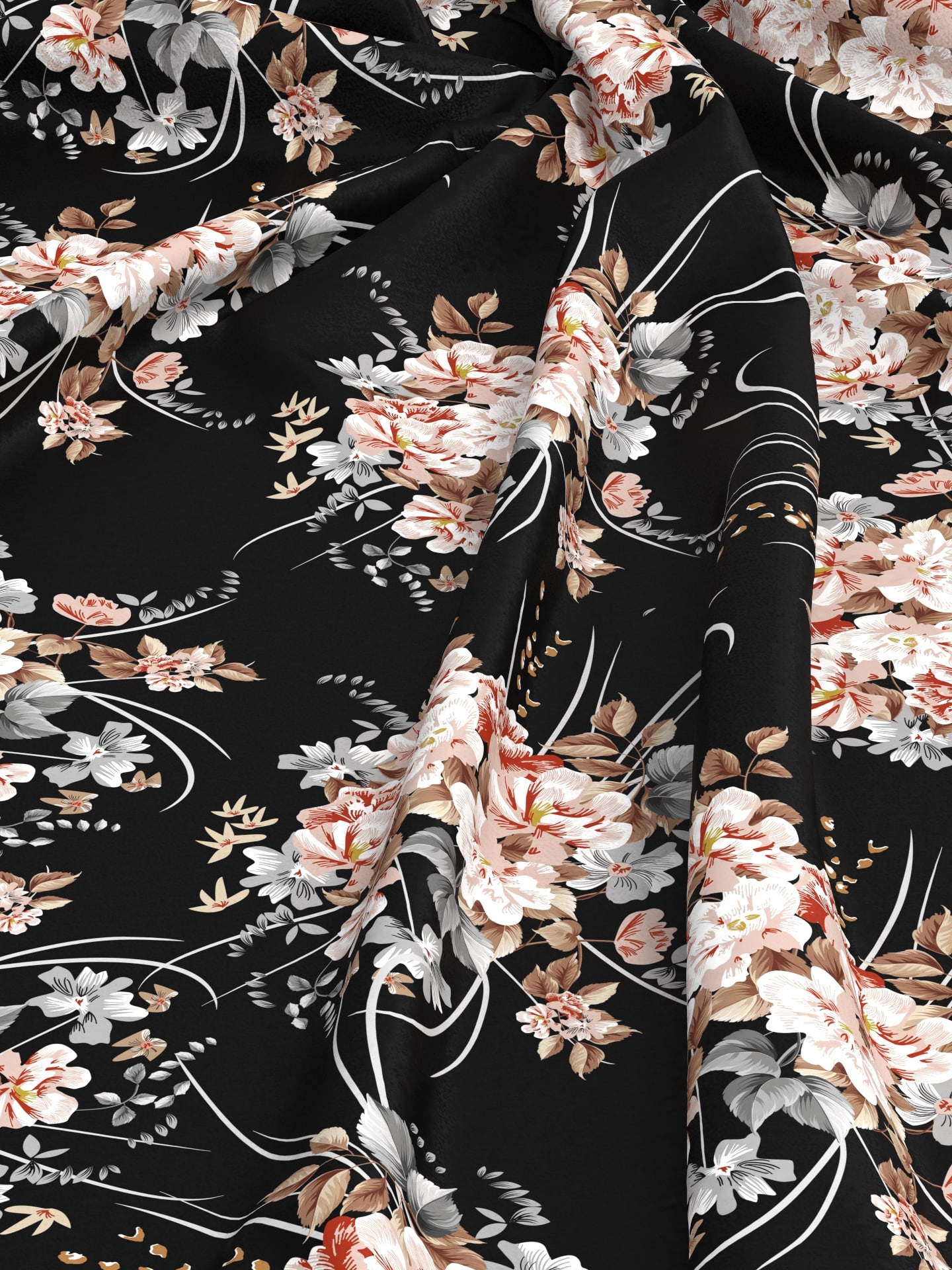 Black Flower Crepe