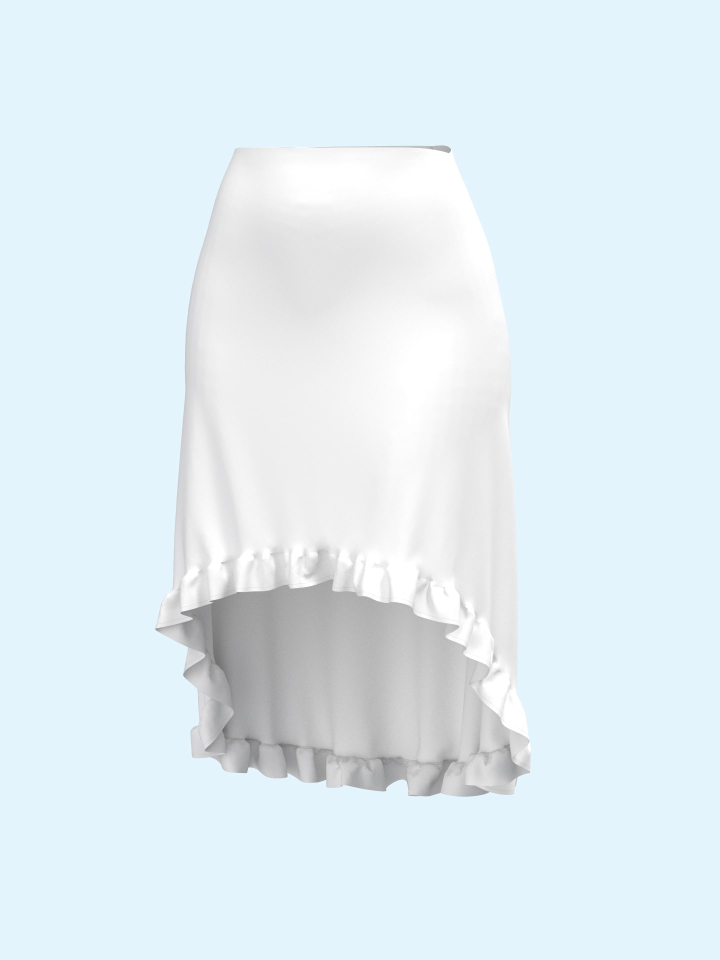 Front Short, Back Long Skirt With Ruffled Hem