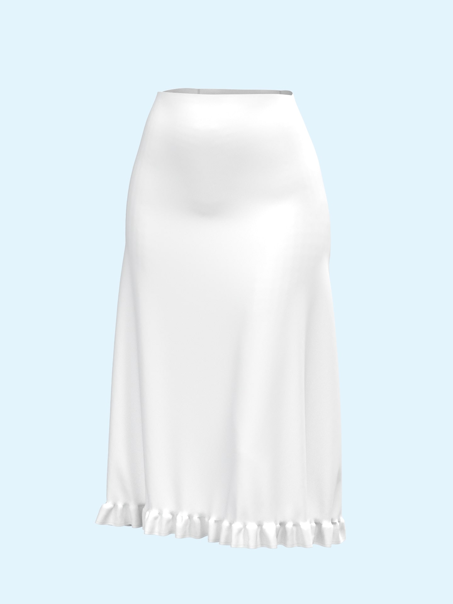 Ruffled Hem Midi A-line Skirt