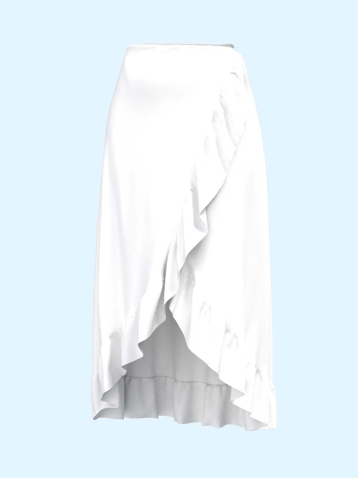Wrap-cut Ruffled Midi Skirt