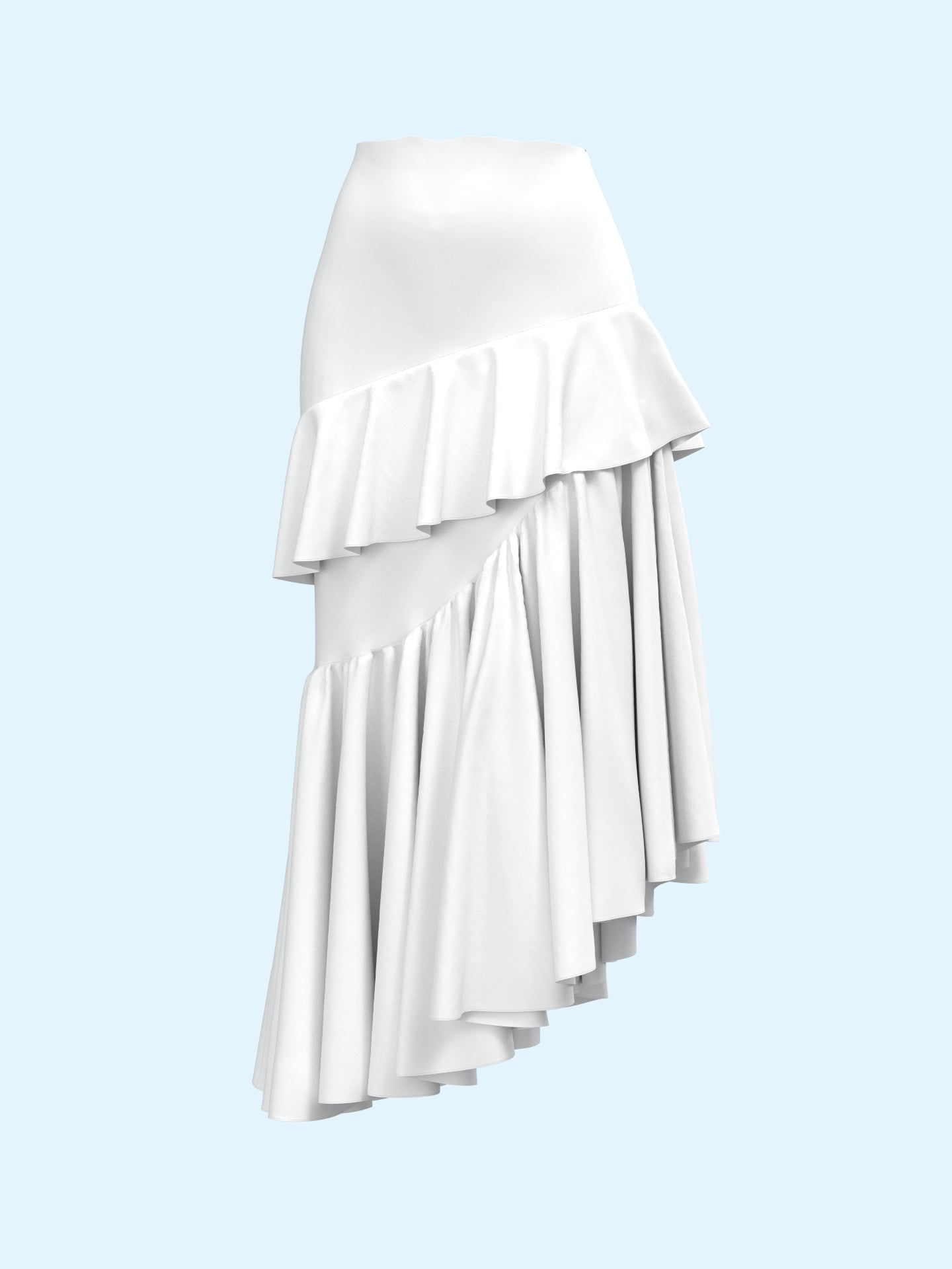 Ruffled Asymmetric Midi Skirt