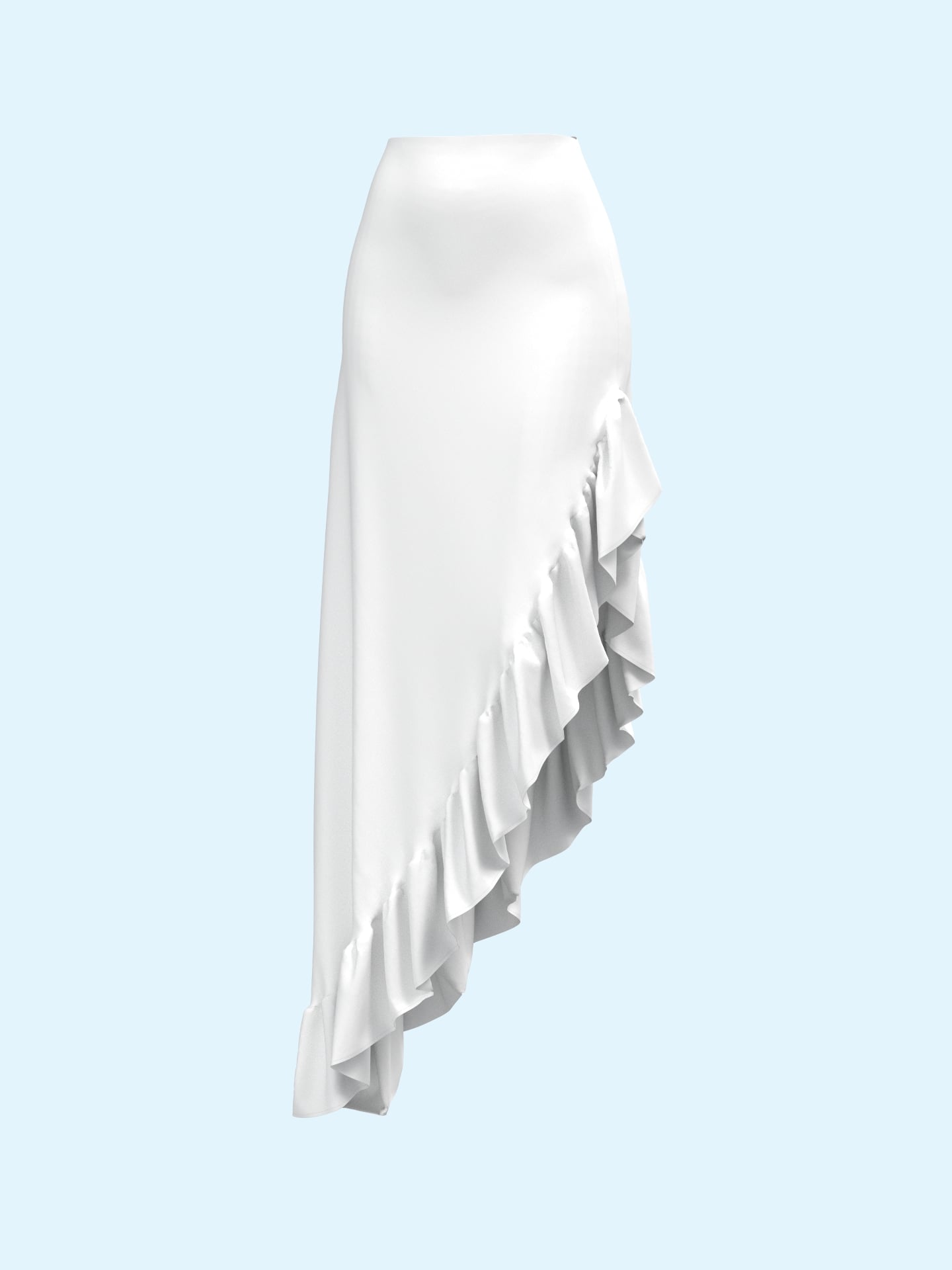 Ruffled Asymmetric Long Skirt